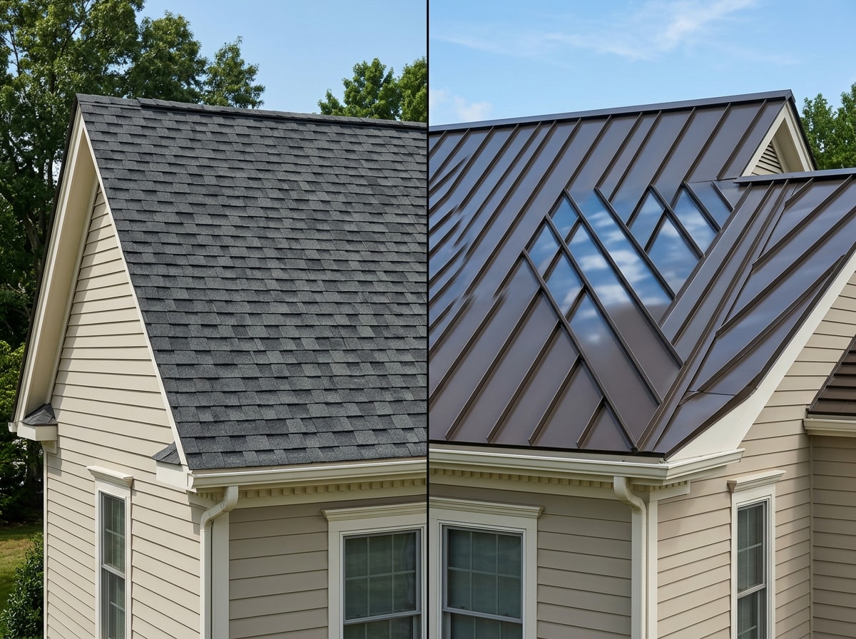 Side-by-side comparison chart of metal roofing and asphalt shingle performance