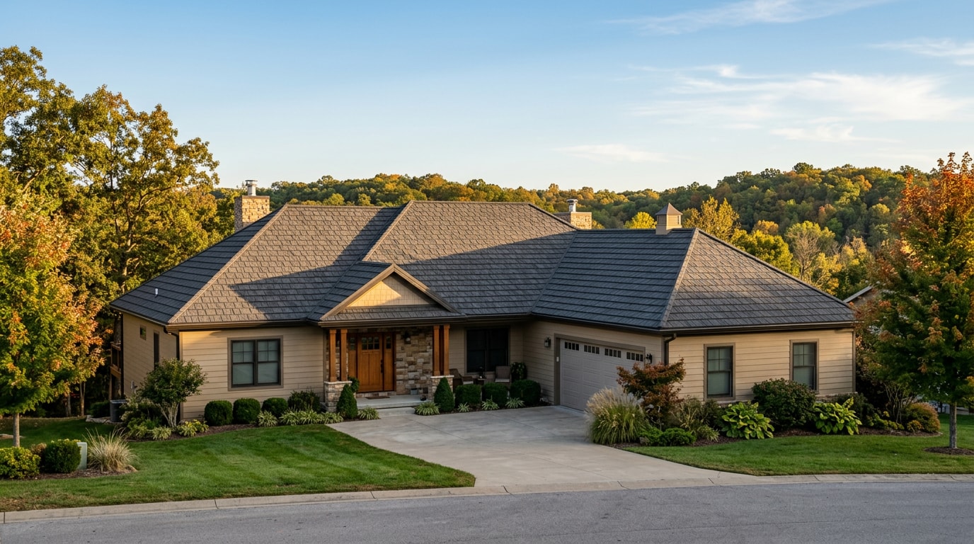 Finished metal shingle roof installed on a home in Republic, Missouri