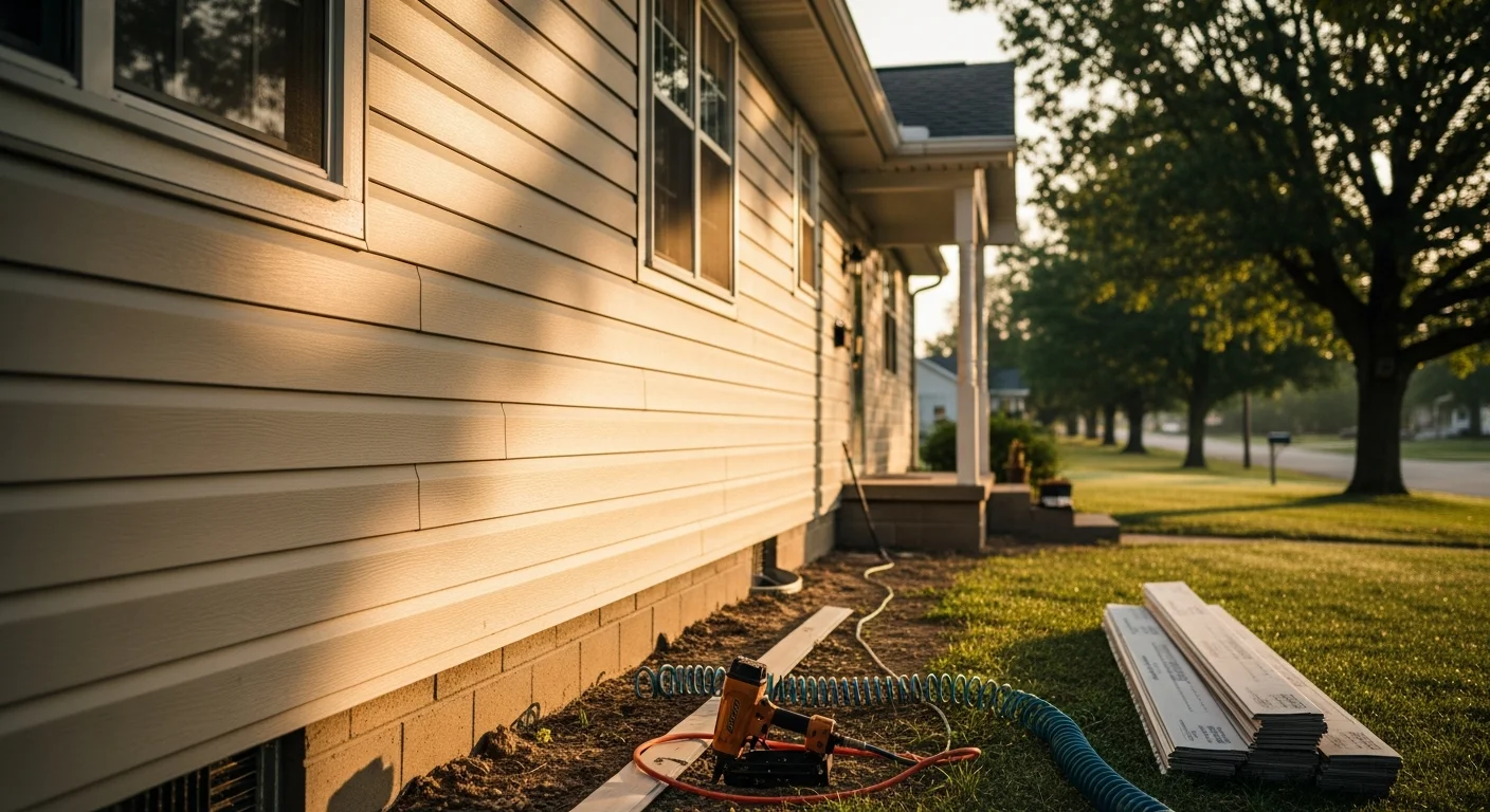 New vinyl siding installed on residential home exterior