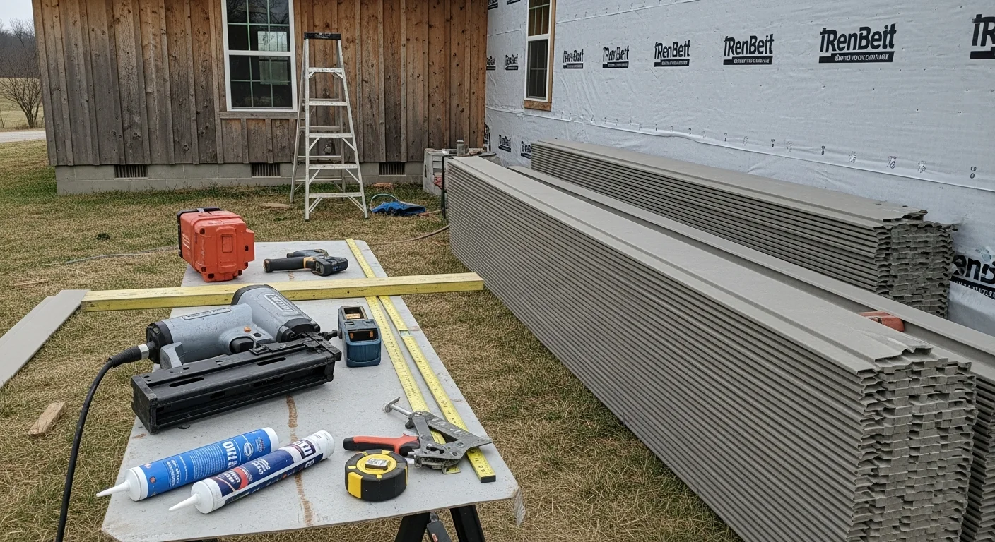 Freshly installed siding on a single-family home in Rogersville, Tennessee, with clean horizontal lines and sealed corner trim. The completed exterior shows no gaps or warping, with a clear view of the home's front elevation against a typical East Tennessee residential backdrop.
