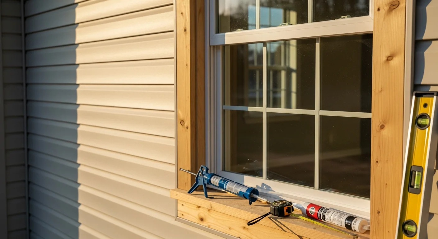 A freshly installed replacement window on a residential home exterior in Rogersville, Tennessee, showing a clean frame seal and clear glass with no visible gaps or moisture damage. The surrounding siding is intact and the window sits flush with the wall surface.